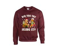 New Spirit Original Did you try icing it? gingerbread meme novelty silly christmas xmas festive santa Unisex Funny Adults Sweatshirt Jumper Maroon