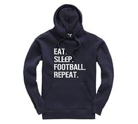 New Spirit Original Eat Sleep Football Repeat Funny Unisex Adults Hoodie Jumper Footy Medium Navy