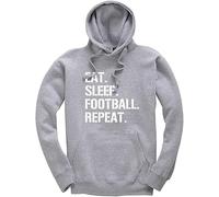 New Spirit Original Eat Sleep Football Repeat Funny Unisex Adults Hoodie Jumper Footy XL Heather Grey