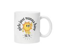New Spirit Original Girls just Wanna Have Sun, Sunshine Summer Travel Cute Mug Drinking Cup Tea and Coffee Cups Cute Mug Aesthetic Fun Funny Pretty