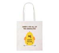 New Spirit Original I ate all the chocolate, Happy Easter Spring Lamb Chick Eggs Cute Sun Hot Cross Bunny tote bag cotton shopper shopping bags reusable