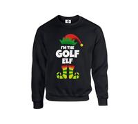New Spirit Original I'm the golf elf, meme novelty silly cute cool golfer golfing christmas xmas festive santa Unisex Funny Adults Sweatshirt Jumper Black