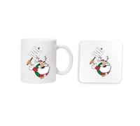 New Spirit Original I've been naughty santa, christmas xmas festive novelty silly joke ugly comedy mug and coaster drinking set tea and coffee set cute mug and coaster aesthetic fun funny pretty