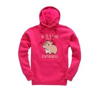 New Spirit Original Just a girl who loves capybaras animal animals Unisex Funny Kids Hoodie Jumper Hot Pink