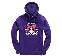 New Spirit Original Just a little moo-dy, cow meme novelty animal farm joke Unisex Funny Kids Hoodie Jumper Purple