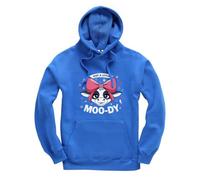 New Spirit Original Just a little moo-dy, cow meme novelty animal farm joke Unisex Funny Kids Hoodie Jumper Royal Blue