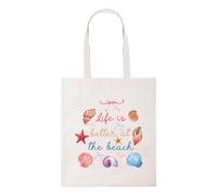 New Spirit Original Life is better at the beach, montage cute graphic aesthetic girly tote bag cotton shopper shopping reusable bags
