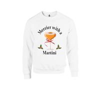New Spirit Original Merrier with a martini, passionfruit cute novelty jumper day christmas xmas Unisex Funny Adults Sweatshirt Jumper White