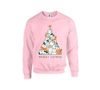 New Spirit Original Merry Catmas Tree Jumper Unisex Funny Adults Sweatshirt Jumper Baby Pink