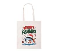 New Spirit Original Merry Fishmas, fisher fish fishing xmas christmas jumper day meme novelty joke tote bag cotton shopper shopping bags reusable