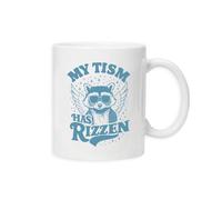 New Spirit Original My tism has rizzen Meme Novelty Joke Humour Racoon Meme Mug Drinking Cup Tea and Coffee Cups Cute Mug Aesthetic Fun Funny Pretty