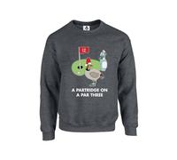 New Spirit Original Partridge On A Par Three Xmas Christmas Unisex Funny Adults Sweatshirt Jumper Dark Heather