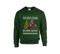New Spirit Original Put that cookie down meme trend christmas xmas festive Unisex Funny Adults Sweatshirt Jumper Forest Green