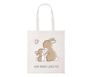 New Spirit Original Some bunny loves you, easter spring bunny rabbit cute eggs basket novelty tote bag cotton shopper shopping bags reusable