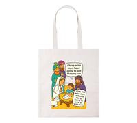 New Spirit Original Three wise men see my son, jesus mary jopseh humerous pun rude offensive christmas xmas tote bag cotton shopper shopping bags reusable