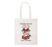 New Spirit Original Working with me everyday is your gift, work office meme novelty christmas xmas festive santa fun tote bag cotton shopper shopping bags reusable