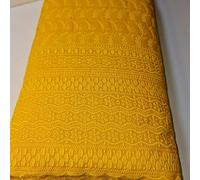 New Spring 100% Cotton Lawn All Over Border Broderie Anglaise Embroidered Dress Craft Fabric Material 44" - 112 cm Wide Sold As Pre - Cut Lengths (Mustard Orange, 1 Meter)