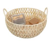 New Spring Hamper Basket Including Straw and Cellophane, Personalise Your Gifts in this Cute Basket, Perfect for Arranging A Selection of Treats to Present to A Loved One - Natural