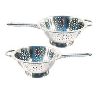 New Stainless Steel Colander with Long Handle DEEP Pasta Spaghetti Salad Strainer | for Pasta, Beans, OR Vegetables Washing Filter Basket (28CM)