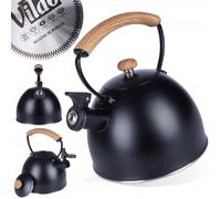 NEW Stainless Steel Kettle 2 5L Black Induction Soft Handle Whistle Teapot