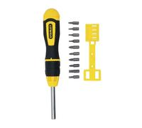 New STANLEY 10 Piece Multi Bit Ratchet Ratcheting Screwdriver 1/4" Holder (3)