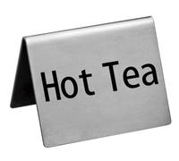 New Star Foodservice 27099 Stainless Steel Table Tent Sign, (Hot Tea), 2"x 2", Set of 2