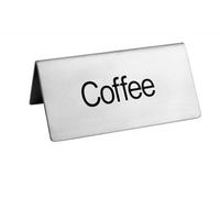 New Star Foodservice 27259 Stainless Steel Table Tent Sign, "Coffee", 3-Inch by 1-1/2-Inch, Set of 6