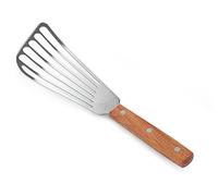 New Star Foodservice 43068 Wood Handle Fish Spatula, 6.5-Inch Blade, Stainless Steel, Silver