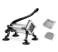 New Star Foodservice 43204 Commercial Grade French Fry Cutter with Suction Feet, 1/2 Inch and 3/8 Inch Blades, Limited Edition Black