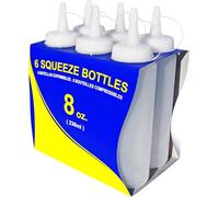 New Star Foodservice Squeeze Bottles, Plastic, 8 oz, Clear, Pack of 6