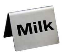 New Star Foodservice Stainless Steel Table Tent Sign (Silver (Milk), 2"x 2" (Set of 6))