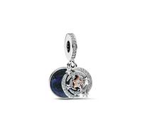 (New star moon galaxy dangle sterling silver pandora charm) 925 Sterling silver bead charm for pandora bracket