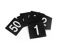 New Star Plastic Double Sided Table Numbers, 1-50, 4-Inch by 4-Inch, White on Black