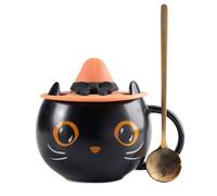 NEW Starbucks Black Cat W/ Cap Lid&Spoon Coffee Mug Cup Hallowmas Good Gift