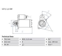 BOSCH 0 986 021 500 Starter motor