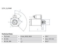 Starter motor Clockwise rotation Self-supporting 0 986 017 110 BOSCH for BMW 5 3