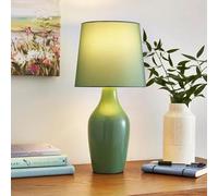 New Stoneware Ceramic Table Lamp with Smooth Matte Glazed Finish - Stylish Modern Design, in-Line Switch, E14 Cap - Ideal for Living Room, Bedroom & Hallway M-03 (Yew)