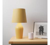New Stoneware Ceramic Table Lamp with Smooth Matte Glazed Finish - Stylish Modern Design, in-Line Switch, E14 Cap - Ideal for Living Room, Bedroom & Hallway M-03 (Ochre)