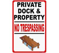 New Street Sign Warning Plaque Wall Decor Private Dock & Property - no Trespassing Boat Docks Security Courtyard Decoration Office Outdoor & Indoor Safety Aluminum 8"x12"
