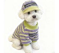 New Striped Plush Dog Coat Winter Warm Jacket - Fleece Lined Cold Weather Wear for Small Medium Dogs,Fashionable, cold-proof and easy to clean（The style does not include a ho(Size:Medium,Color:Purple)