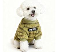 New Striped Plush Dog Coat Winter Warm Jacket - Fleece Lined Cold Weather Wear for Small Medium Dogs,Fashionable, cold-proof and easy to clean（The style does not include a ho(Size:Large,Color:Green)