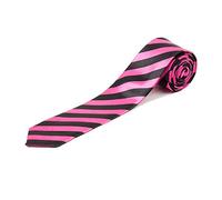 New Stripey Skinny Tie - St Trinians Style (Hot Pink and Black)