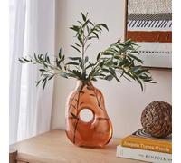 New Stunning Abstract Amber Glass Vase with Flowing Sculptural Shape,Contemporary Decorative Vase for Real or Artificial Flowers Shelves & Home Decor-M44