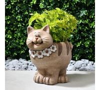 New Stunning And Durable Large Cat Planter Ornamental Outdoor Flower Pot Planter Decorative Cat Figurine Planter Statue Perfect For Patio, Balcony, Yard, Lawn, Pathways, or Ponds Garden Decor -A07