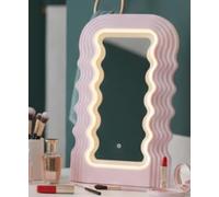 New Stunning Battery-Operated Wavy Rectangular LED Light Mirror,Modern Curved-Edge Design with Soft Ambient Glow for Bedrooms, Vanity Areas,Home Décor-G11 (Purple)