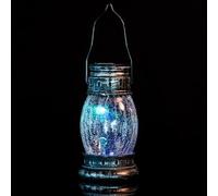 New Stunning Bronze Solar-Powered Crackle Glass Ball Lantern, Outdoor Garden Light with White & Colour-Changing LED -Decorative Patio or Pathway Lantern Decor-A47