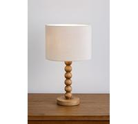 New Stunning Brown Wooden Bobbin Lamp - Decorative Table Lamp with Classic Style White Drum Shade, Ideal for Living Spaces, Side Tables, and Home Décor -A89