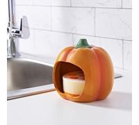 New Stunning Pumpkin Harvest Home Ceramic Scrubby Holder & Sponge Autumn Kitchen Washing Up Accessory, Practical Sink Storage Solution for Sponges in Cosy Seasonal Style -A21