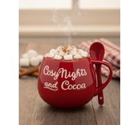 New Stunning Red Mug with Mistletoe Design - Festive Winter Drink Cup with Spoon, Comfortable Handle, Dishwasher & Microwave Safe Perfect for Hot Chocolate, Tea, Coffee & Seasonal Gifting-T46