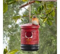 New Stunning Red Wooden Rustic Hanging Mailbox Birdhouse - Small Wild Bird Nesting Shelter with Perch - Outdoor Garden, Fence or Tree Decoration-G61